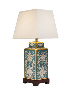 Table Lamp - Teal Damask